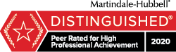 Martindale Hubbell distinguished Peer Rated For High Professional Achievement 2020